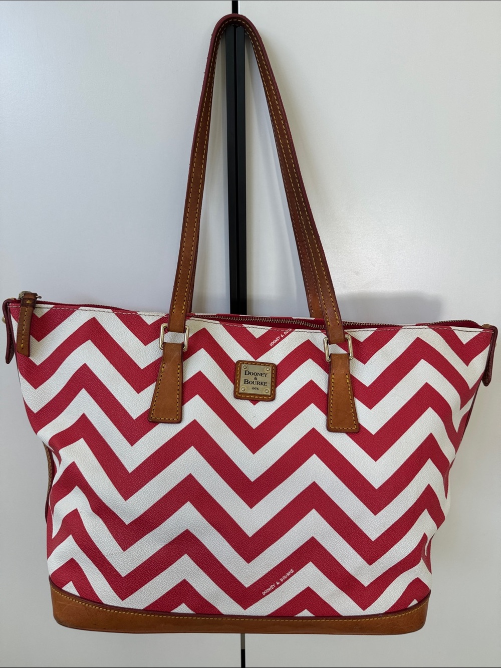 Dooney & Bourke Red Chevron Tote Bag
